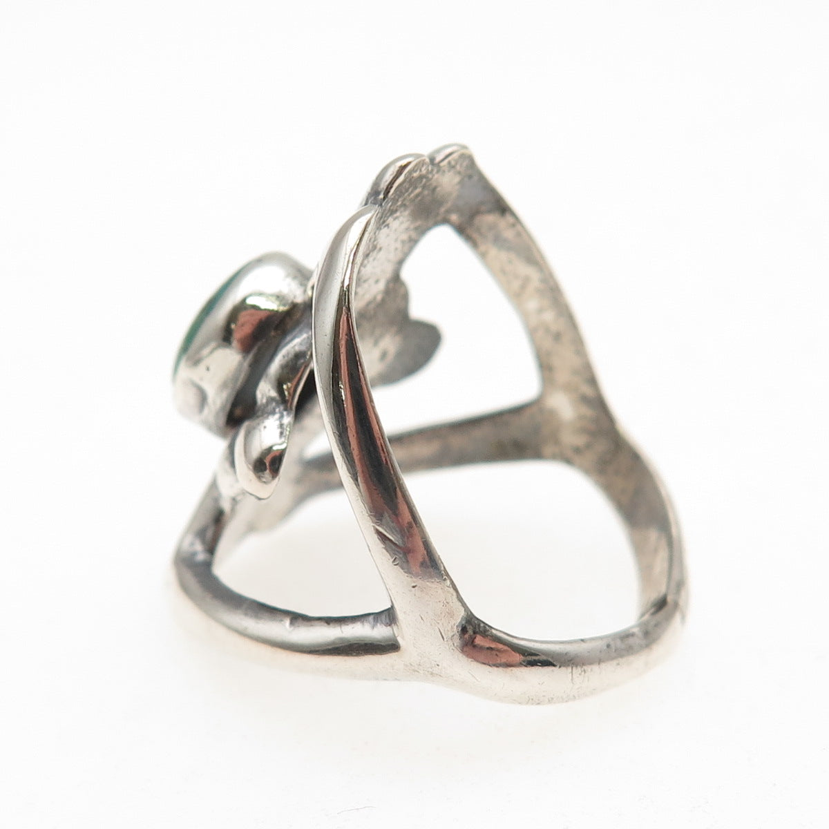 Old Pawn Sterling Silver Vintage Southwestern Turquoise Tribal Ring Size 6.75