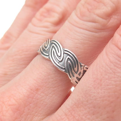 925 Sterling Silver Vintage Celtic Oxidized Band Ring Size 12