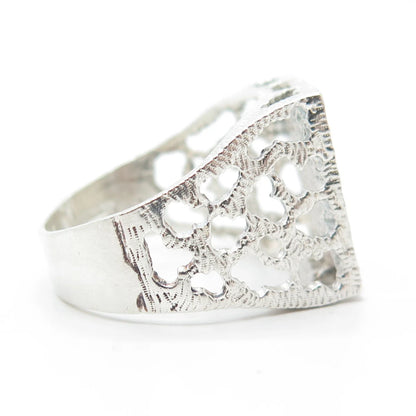 925 Sterling Silver Vintage Engraved Letter "G" Initial Statement Ring Size 10