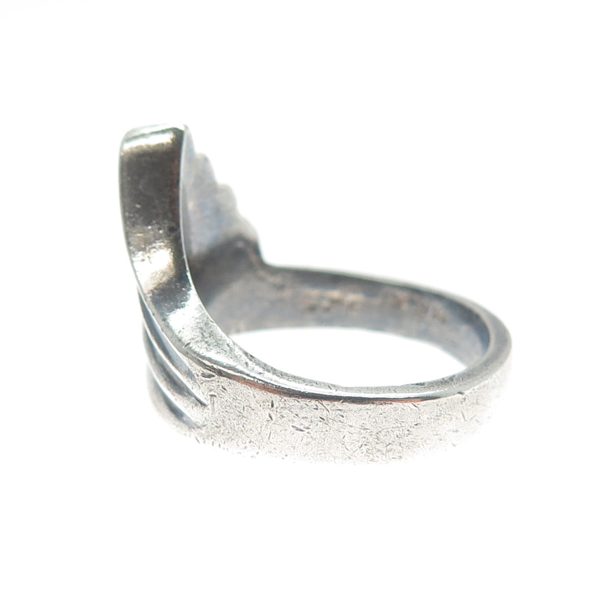 925 Sterling Silver Vintage Mexico Modernist Wing Oxidized Ring Size 6.5