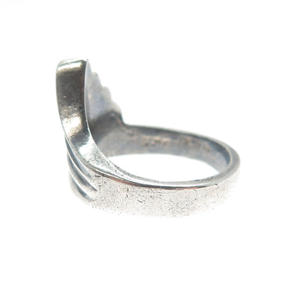 925 Sterling Silver Vintage Mexico Modernist Wing Oxidized Ring Size 6.5