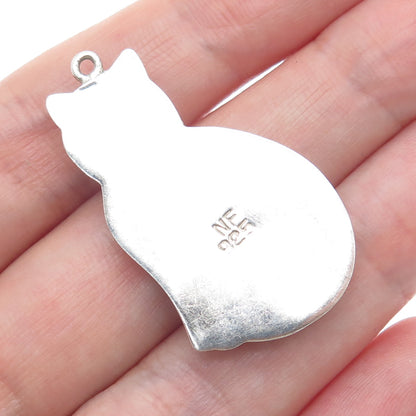 CHAPAL ZENRAY 925 Sterling Silver Vintage Cat Modernist Pendant