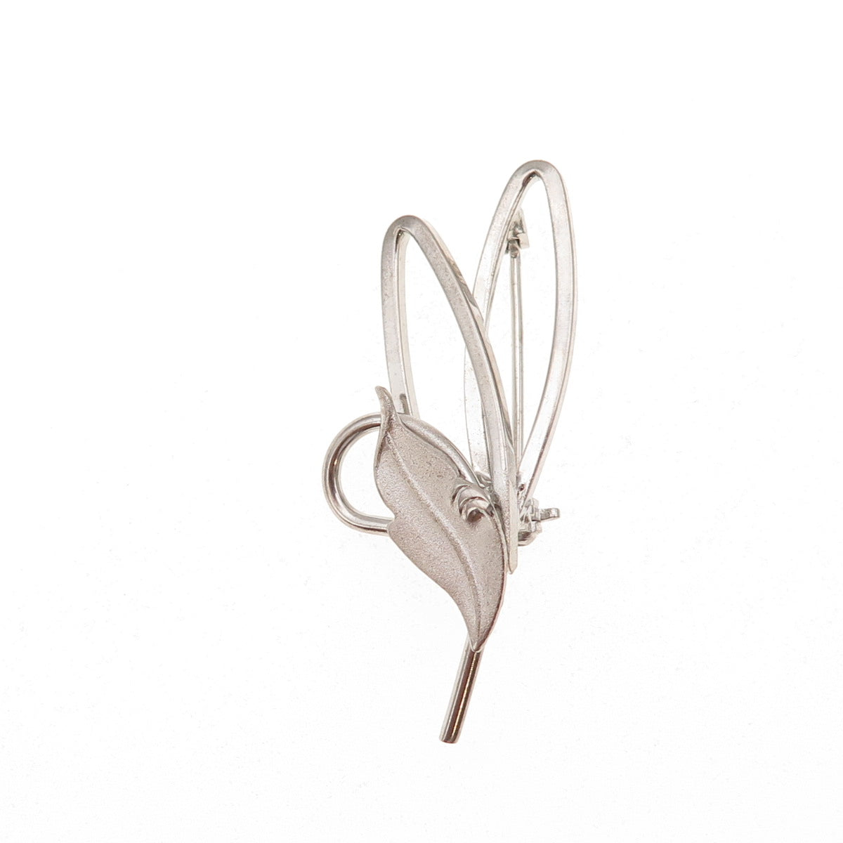 Roma 925 Sterling Silver Vintage Modernist Floral Pin Brooch