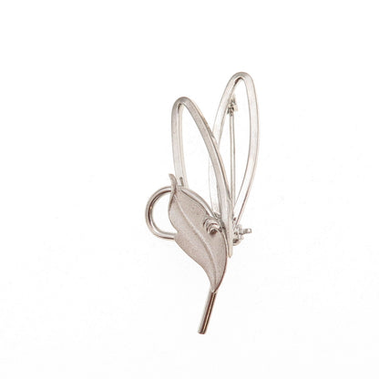 Roma 925 Sterling Silver Vintage Modernist Floral Pin Brooch
