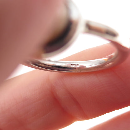 925 Sterling Silver Vintage Real Pearl Modernist Oxidized Ring Size 7.5