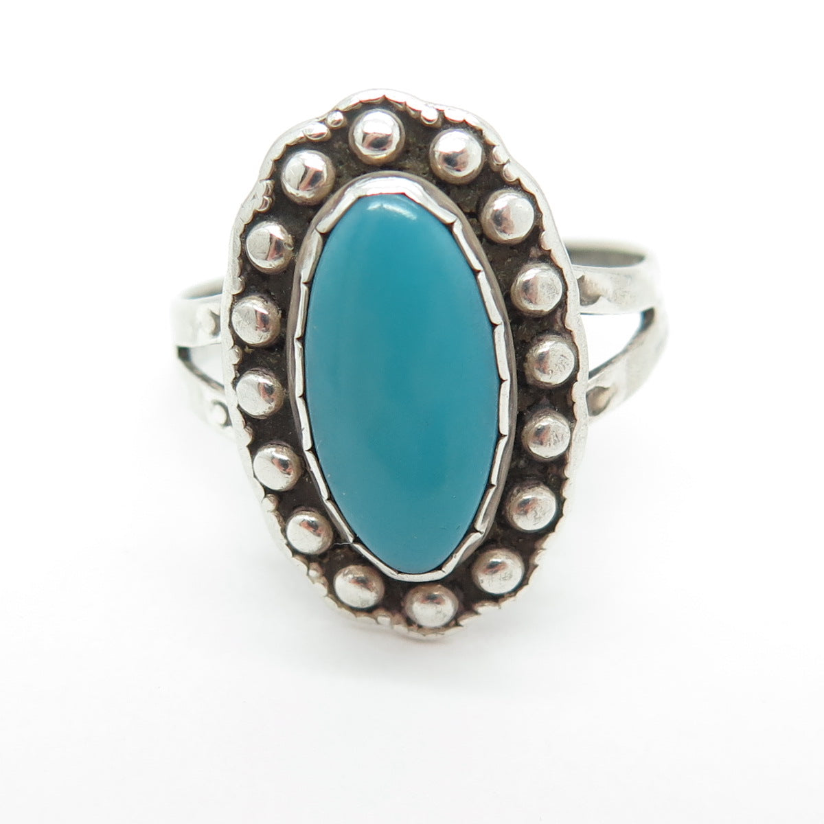 MAISELS INDIAN TRADING Old Pawn Sterling Silver Bisbee Turquoise Ring Size 7.5