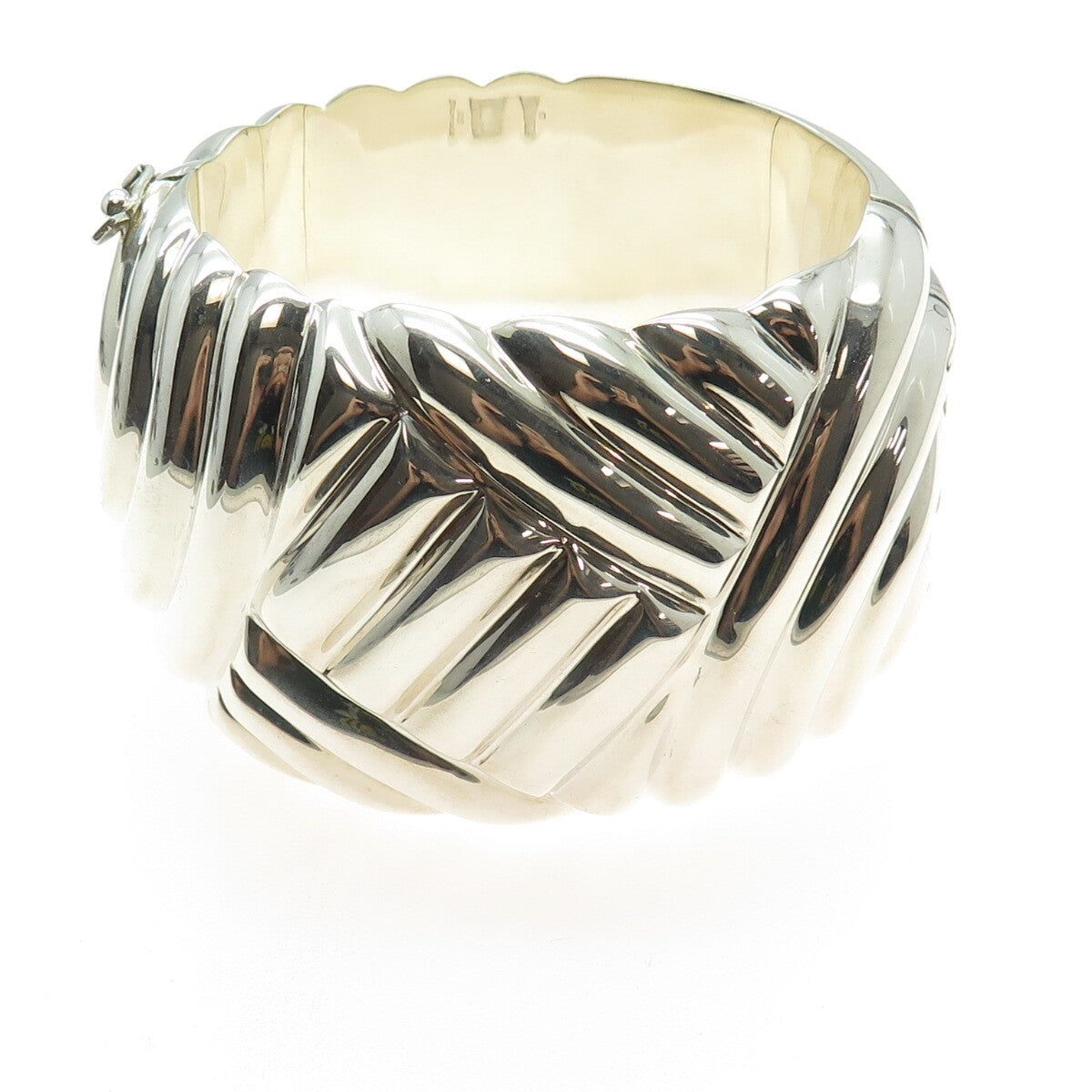 BAYANIHAN 925 Sterling Silver Vintage Modernist Heavy 154.2g Bangle Bracelet 7"