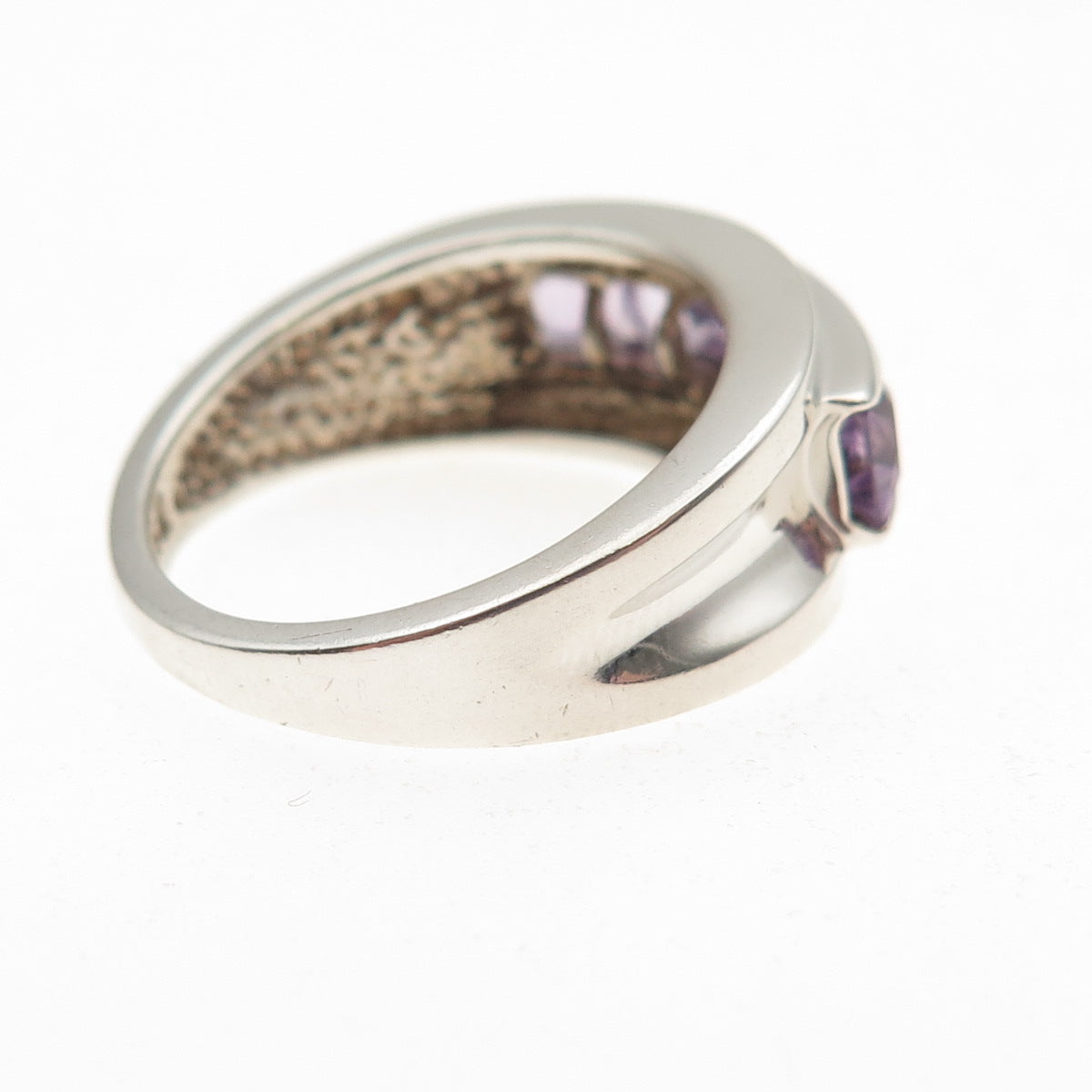 Michelle Albala 925 Sterling Silver Vintage Princess-Cut Amethyst Ring Size 7.25