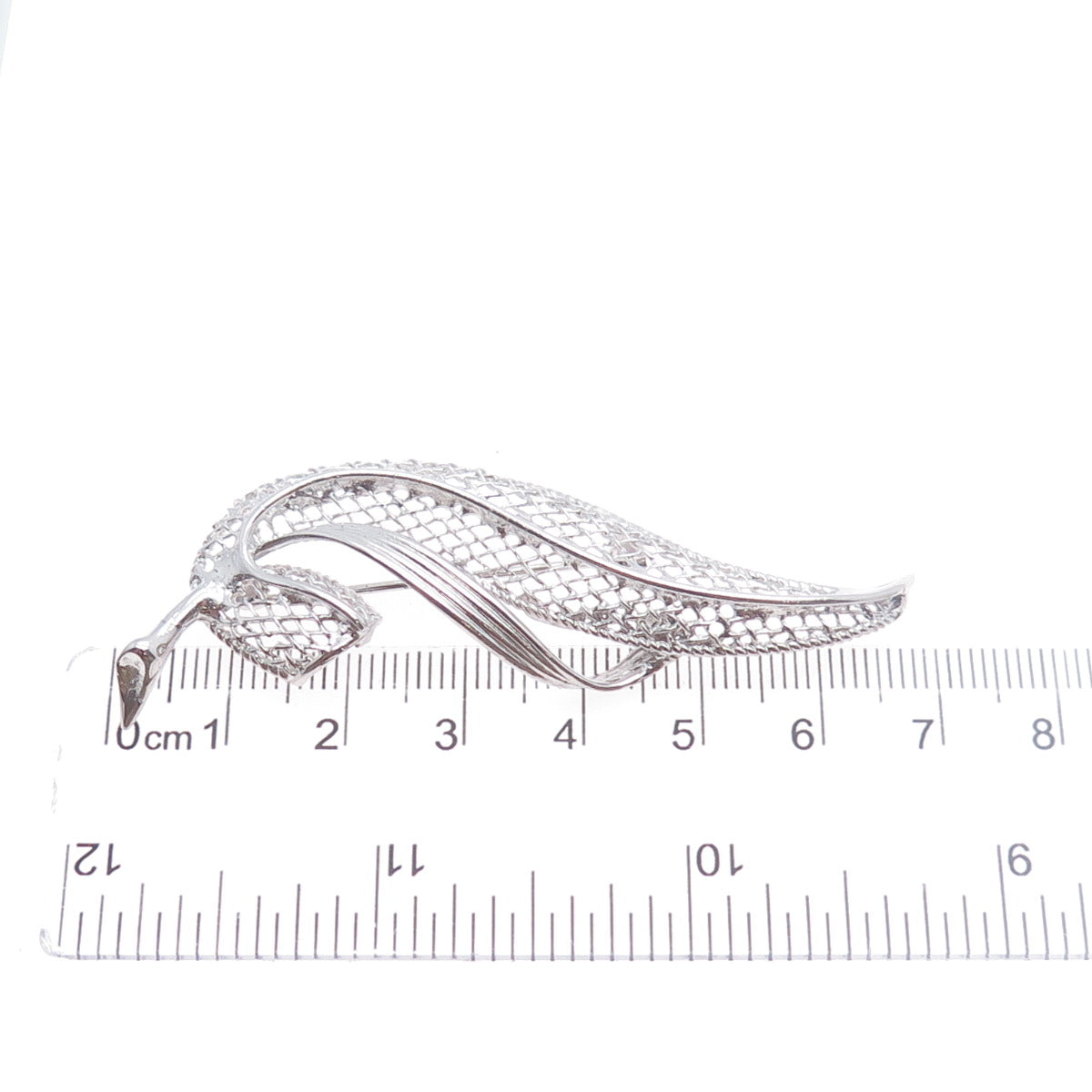 D'OR 925 Sterling Silver Vintage Feather Filigree Pin Brooch