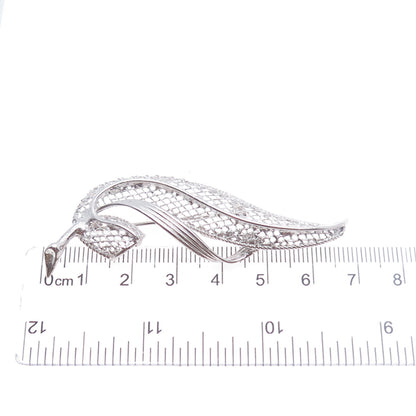 D'OR 925 Sterling Silver Vintage Feather Filigree Pin Brooch