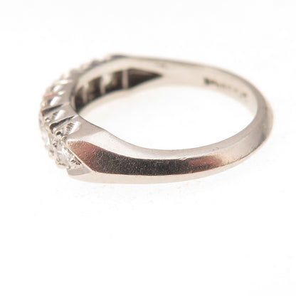 Platinum Antique Art Deco Real Round-Cut Diamond Ring Size 7