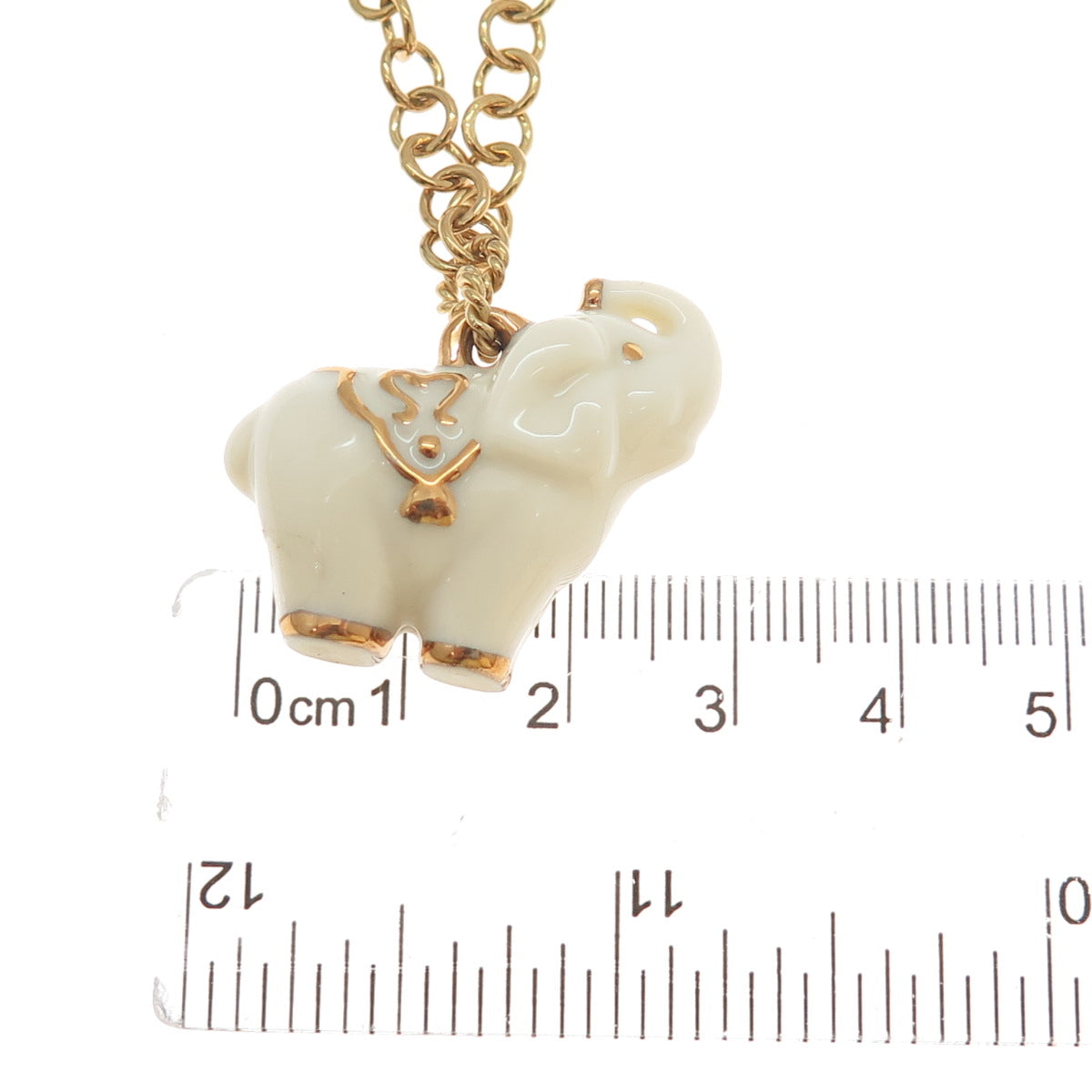 LENOX Sterling Silver Gold Plated Ceramic Elephant Handcrafted Necklace 18-20"