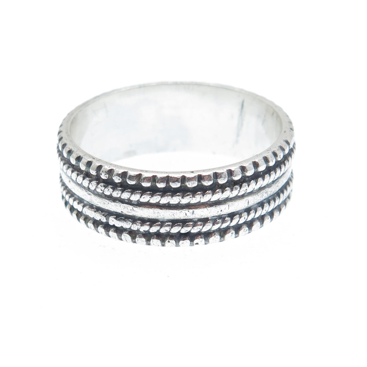925 Sterling Silver Vintage Granulated Oxidized Band Ring Size 8.5