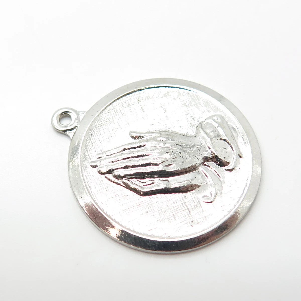 925 Sterling Silver Vintage Hands In Prayer Charm Pendant