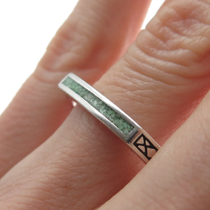 AVA YETTER 925 Sterling Vintage Southwestern Turquoise Stackable Ring Size 10.25