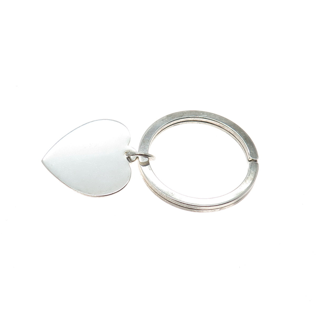 J.T. INMAN 925 Sterling Silver Vintage Heart Tag Key Fob Ring