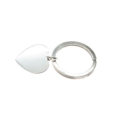 J.T. INMAN 925 Sterling Silver Vintage Heart Tag Key Fob Ring