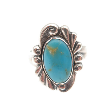 Bell Trading Post Old Pawn Sterling Silver Vintage Turquoise Tribal Ring Size 5