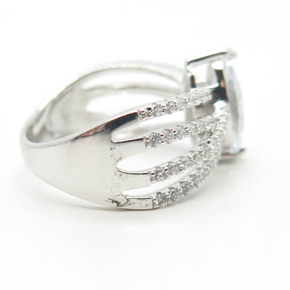 925 Sterling Silver Marquise-Cut C Z Ring Size 8.25