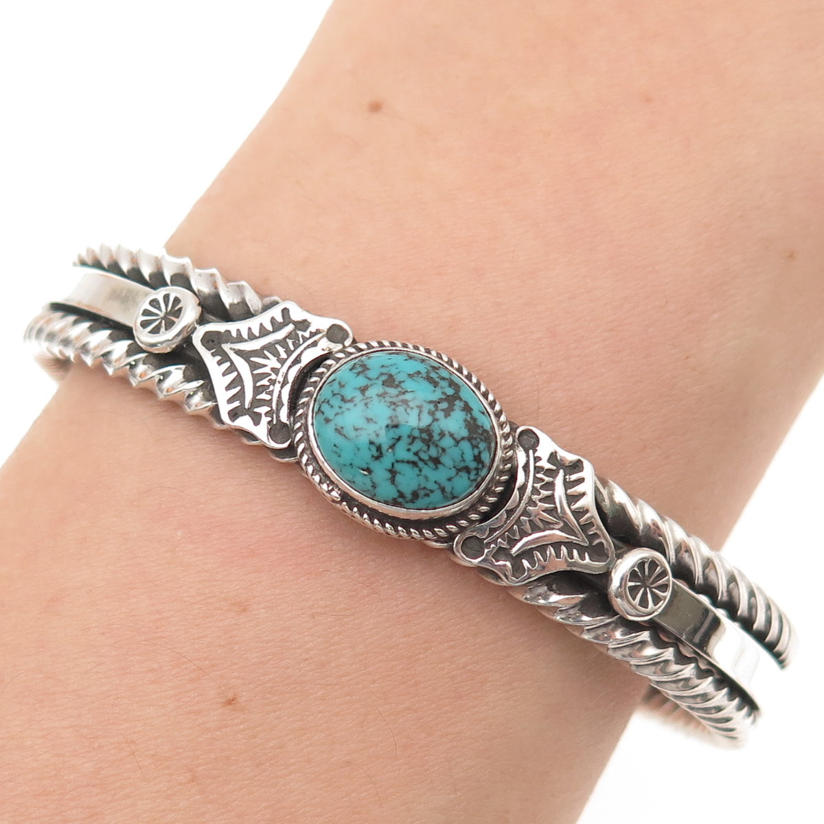 Randall Endito Navajo Old Pawn 925 Sterling Turquoise Adjustable Bracelet 6.5"