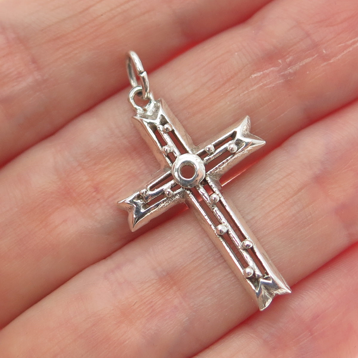 925 Sterling Silver Vintage Cross Religious Charm Pendant