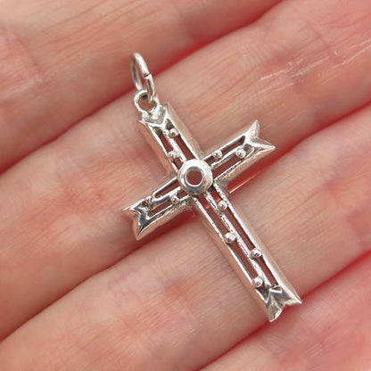 925 Sterling Silver Vintage Cross Religious Charm Pendant
