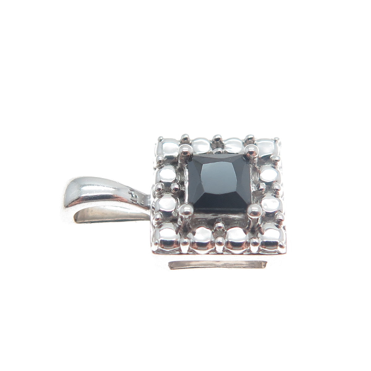 925 Sterling Silver Real Black Spinel Gemstone Minimalist Pendant