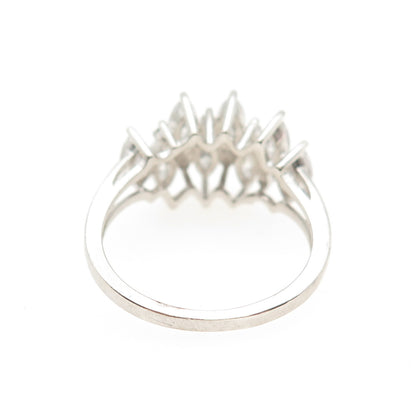 925 Sterling Silver Marquise & Round-Cut C Z Ring Size 8
