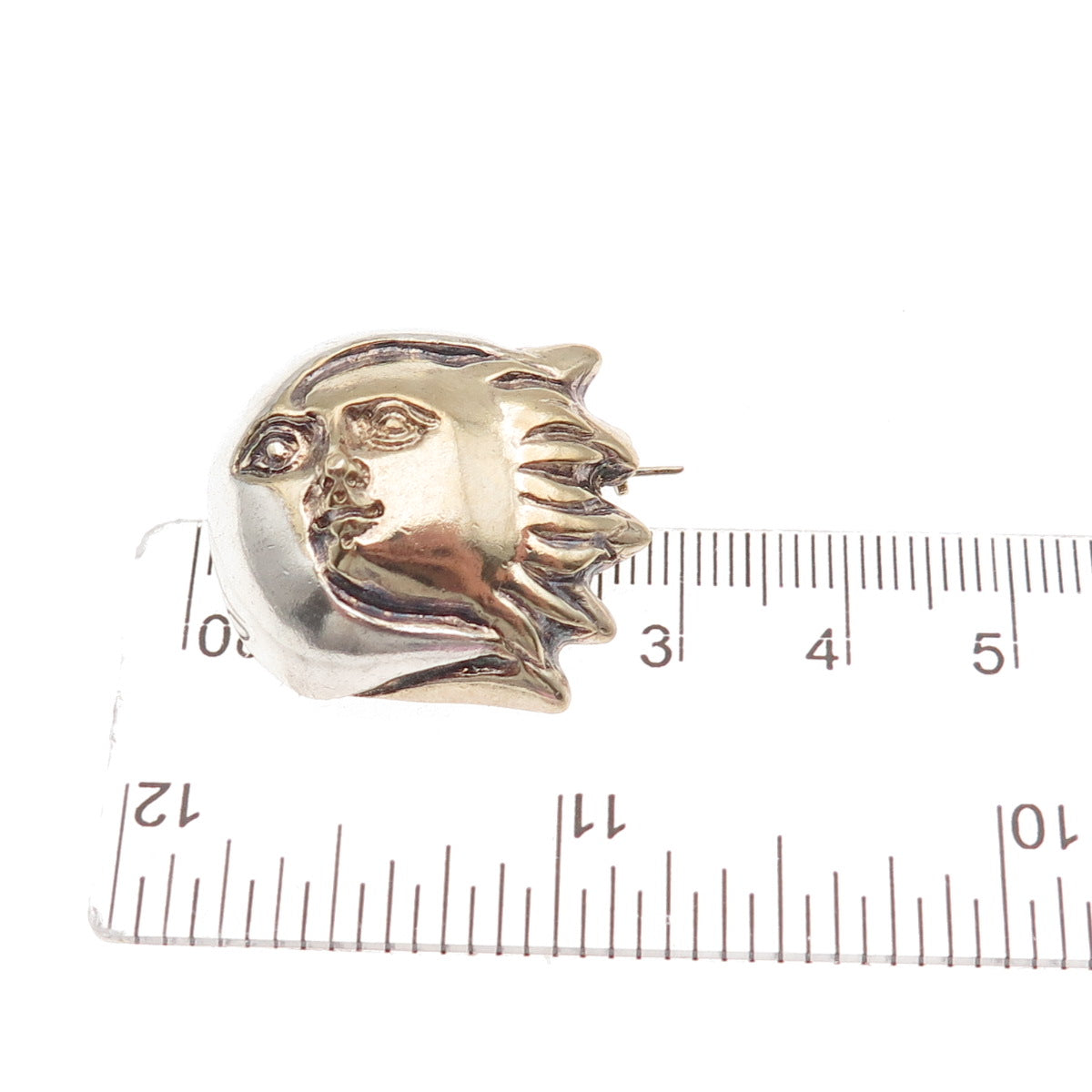 Sergio Bustamante Sterling 2-Tone Vintage Moon & Sun Brooch (missing lock hook)