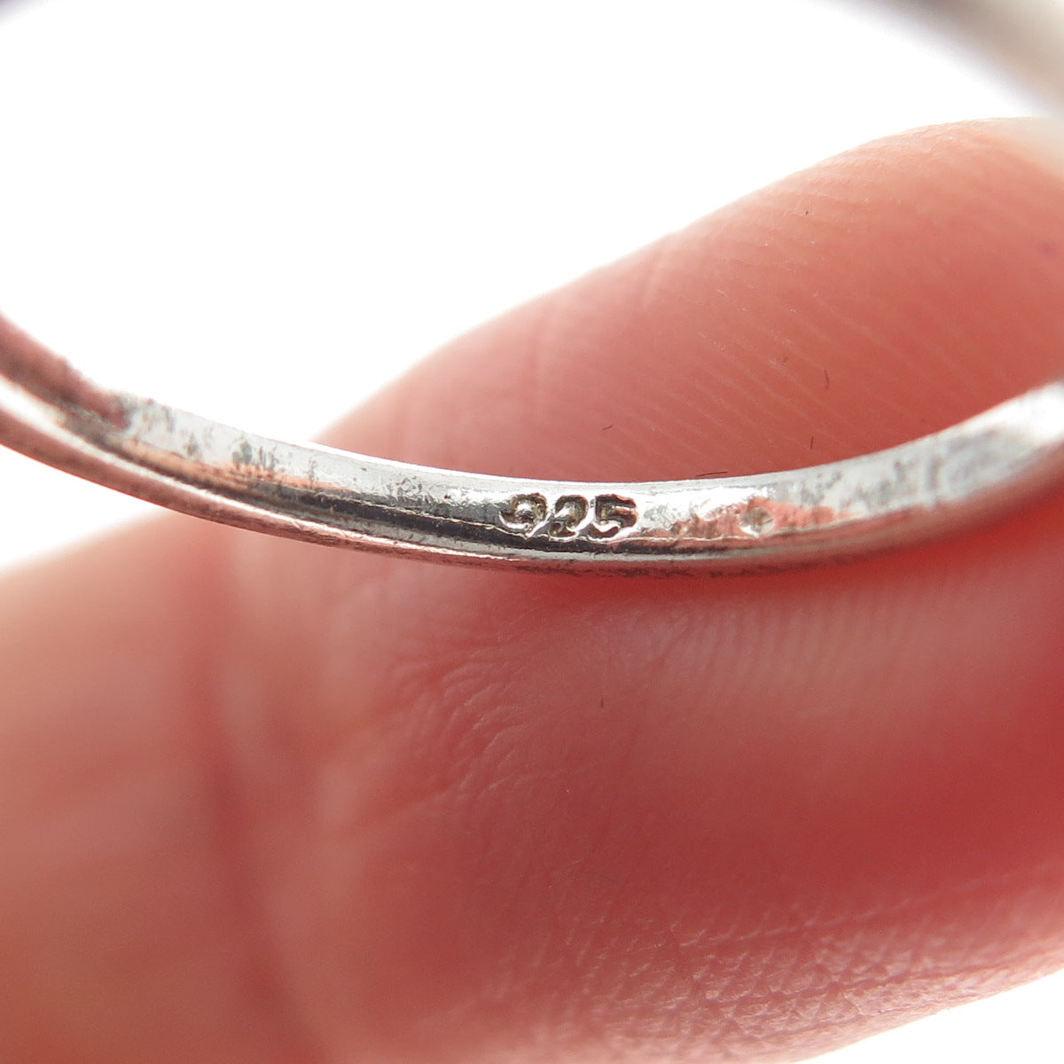 925 Sterling Silver Vintage Princess-Cut C Z Engagement Ring Size 5.25