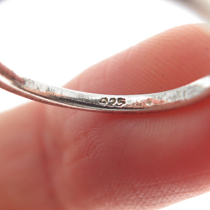 925 Sterling Silver Vintage Princess-Cut C Z Engagement Ring Size 5.25