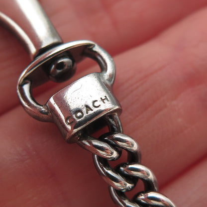 COACH 925 Sterling Silver Vintage Cuban Link Oxidized Key Chain 7.5"