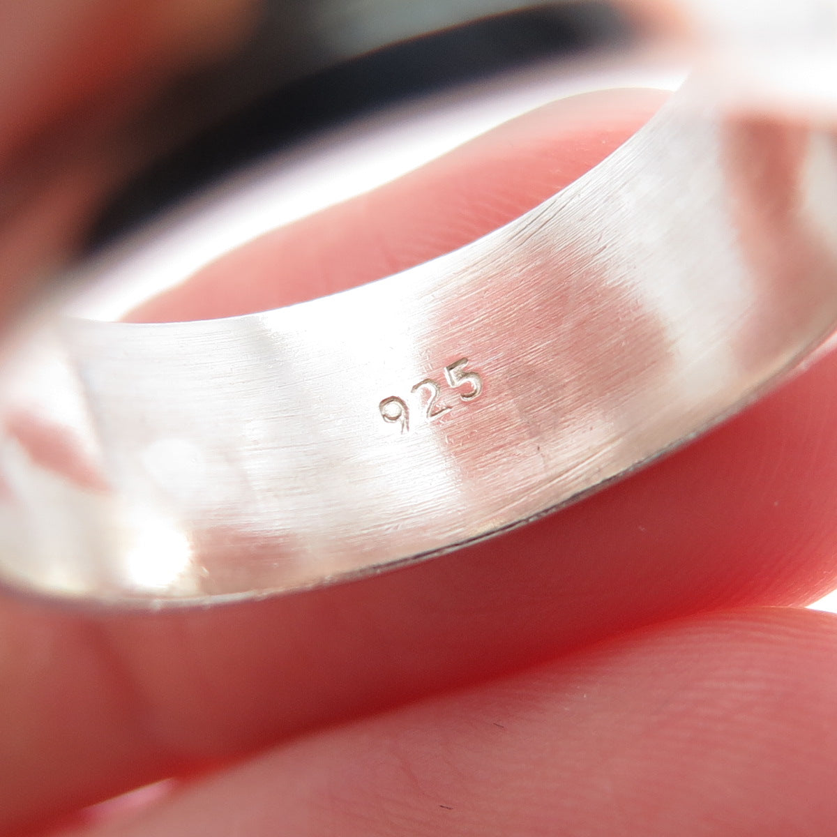 925 Sterling Silver Vintage Modernist Hammered Rotating Band Ring Size 9.25
