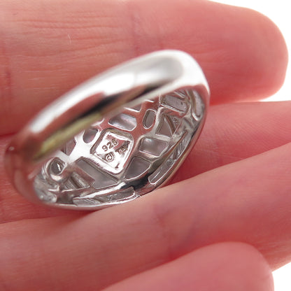 Dasan 925 Sterling Silver Real MOP Cross Signet Ring Size 10.25