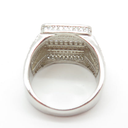 925 Sterling Silver Round & Baguette-Cut C Z Statement Ring Size 12