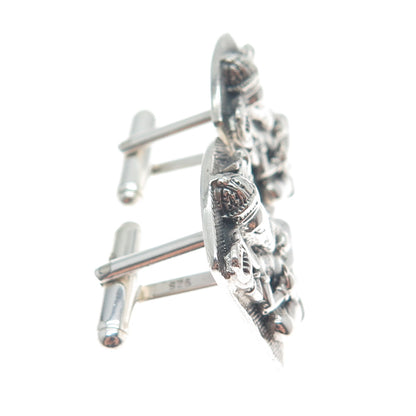 925 Sterling Silver Vintage Jaya Ganesha Elephant Oxidized Cufflinks