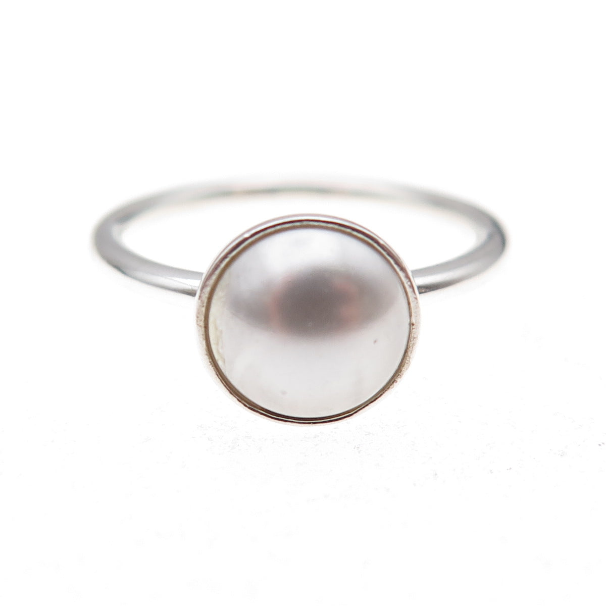 Pandora 925 Sterling Silver Faux Pearl Poetic Droplet Ring Size 6