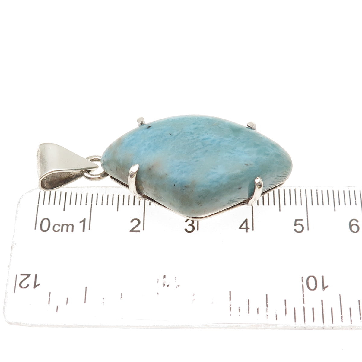 925 Sterling Silver Vintage Real Larimar Modernist Pendant