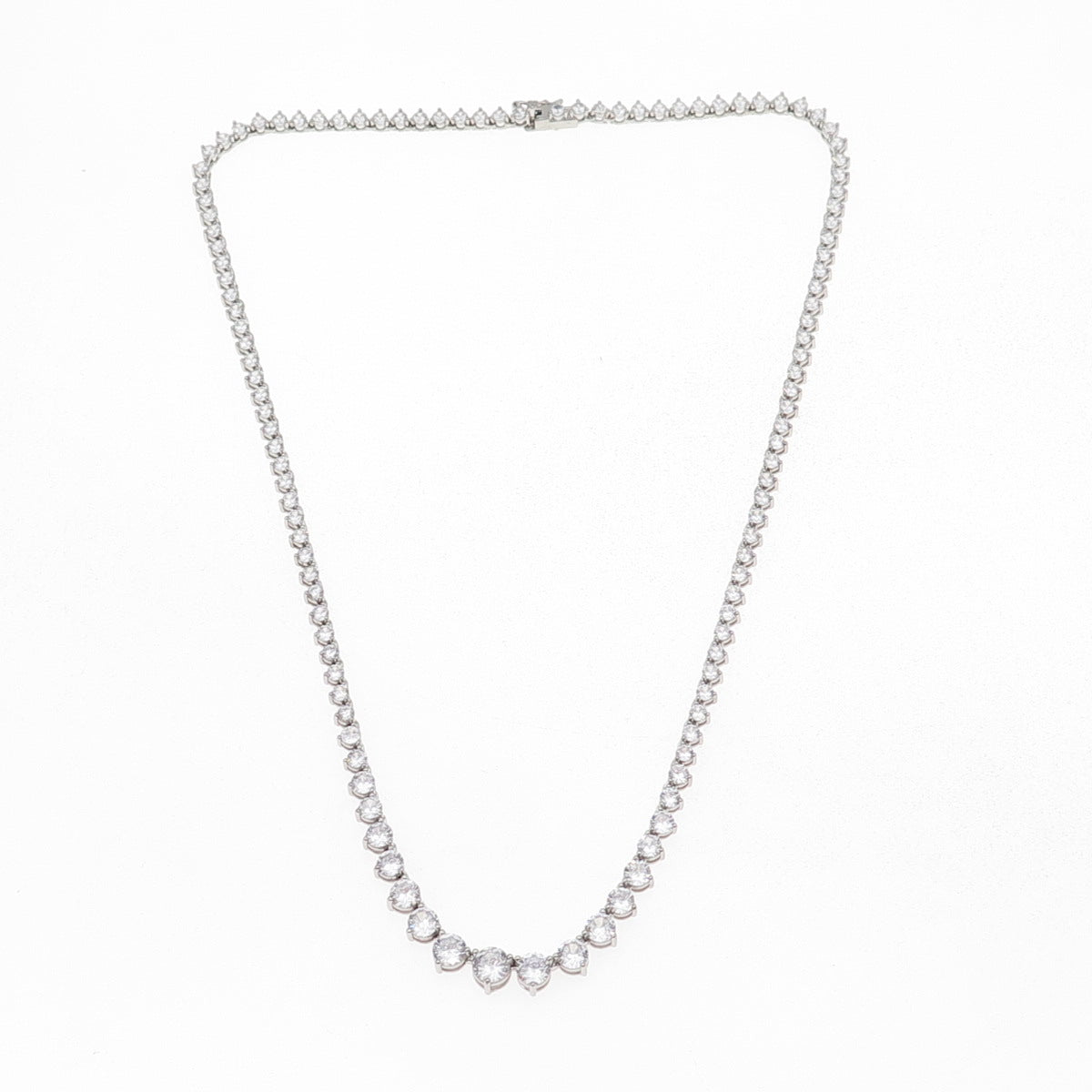 Dee Berkle 925 Sterling Silver Round-Cut C Z Graduated Tennis Chain Necklace 20"