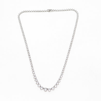 Dee Berkle 925 Sterling Silver Round-Cut C Z Graduated Tennis Chain Necklace 20"