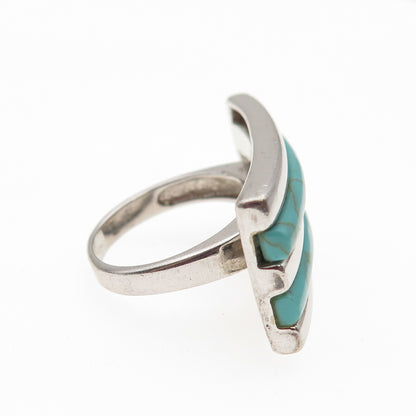 ATI Annika Witt Sterling Silver Vintage Real Turquoise Modernist Ring Size 5.75