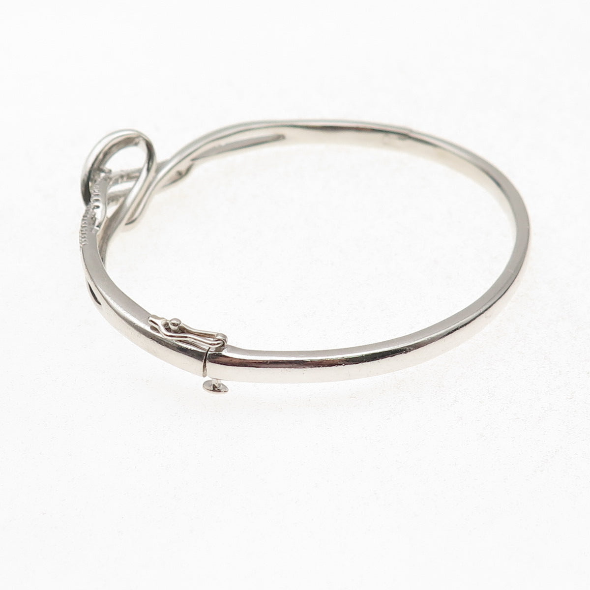 Sun 925 Sterling Silver Real Round-Cut Diamond Twisted Bangle Bracelet 7.5"