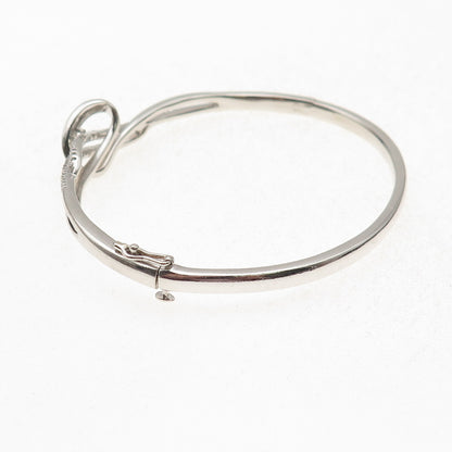 Sun 925 Sterling Silver Real Round-Cut Diamond Twisted Bangle Bracelet 7.5"