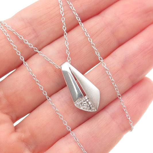 Chuck Clemency 925 Sterling Silver Real Diamond Cable Chain Necklace 18"