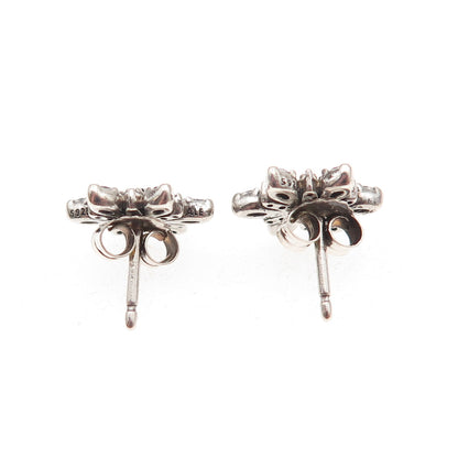 Pandora 925 Sterling Silver White & Blue C Z Sparkling Snowflake Stud Earrings