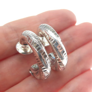 ROSATO 925 Sterling Silver Vintage Italy Oxidized Half Hoop Earrings