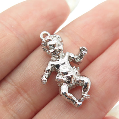 925 Sterling Silver Antique Art Deco Baby Boy Minimalist 3D Charm Pendant