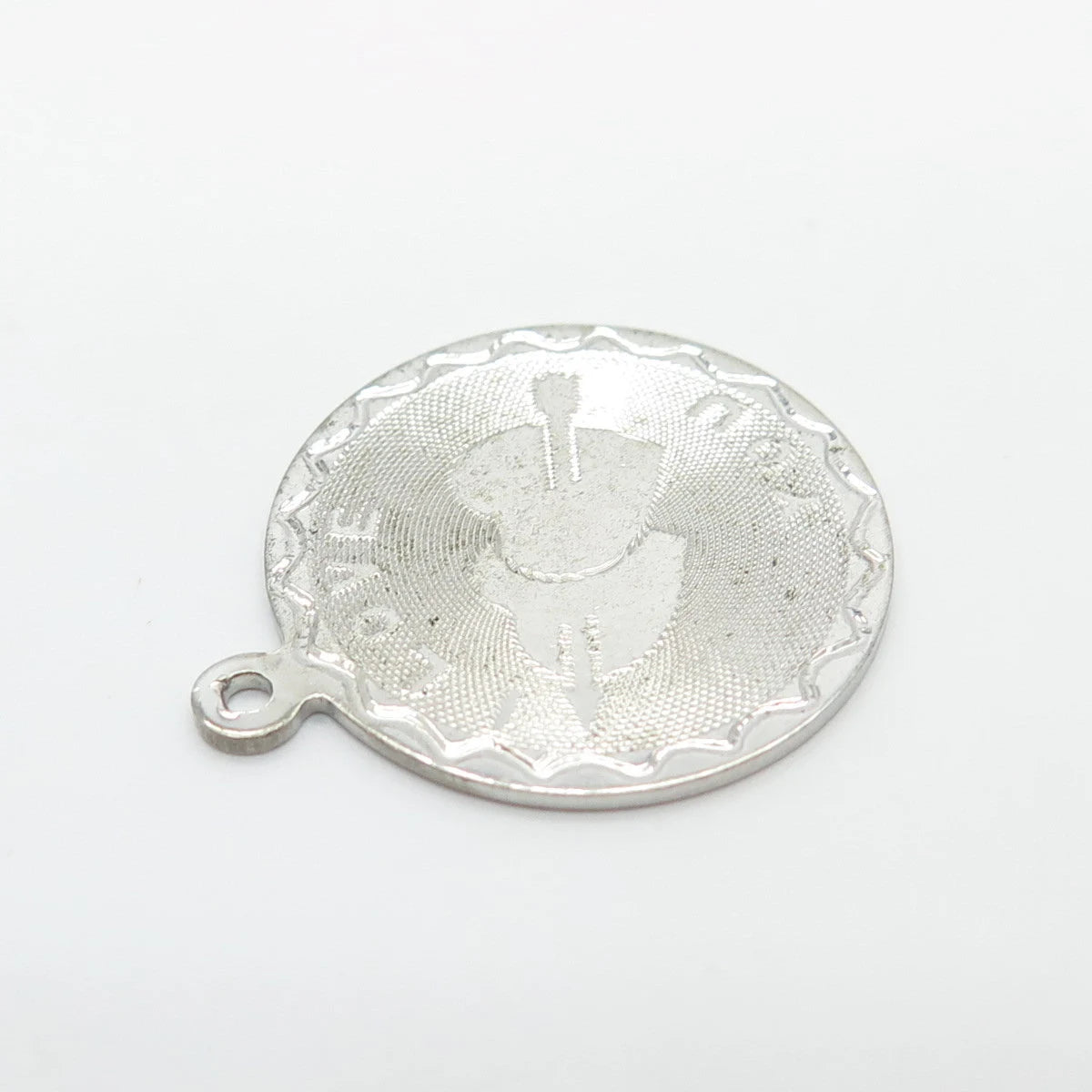 925 Sterling Silver Vintage "I Love You" Round Pendant