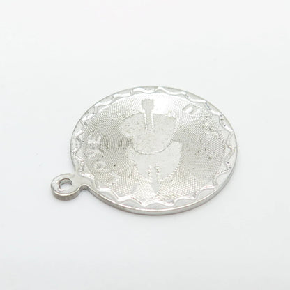 925 Sterling Silver Vintage "I Love You" Round Pendant