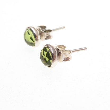 Pandora 925 Sterling Silver Real Peridot August Birthday Blooms Stud Earrings
